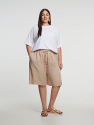 Wide-leg viscose-linen shorts with elastic waistband