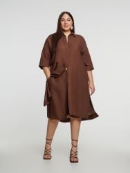 Viscose/linen bermuda shorts with elastic waistband
