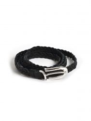 Braided leather belt with metal buckle