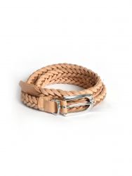Braided leather belt with metal buckle