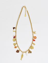 Charm necklace with gold-tone accents