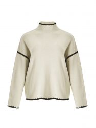 Contrast-trim knit turtleneck jumper