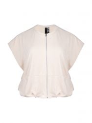 Cotton-blend sleeveless zip sweat jacket