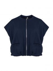 Cotton-blend sleeveless zip sweat jacket