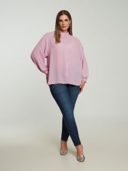 Crepe long-sleeve shirt with mao collar 