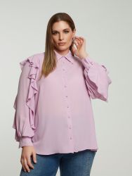 Crepe ruffle-detailed shirt
