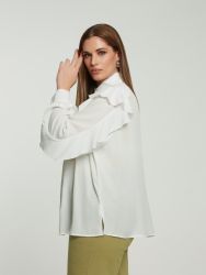 Crepe ruffle-detailed shirt