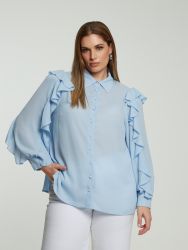 Crepe ruffle-detailed shirt