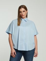 Curved hem poplin shirt