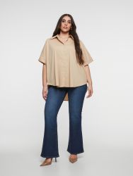 Curved hem poplin shirt