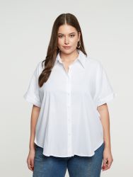 Curved hem poplin shirt