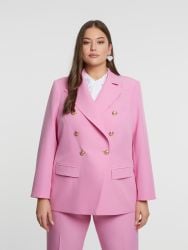 Double-breasted blazer with gold buttons