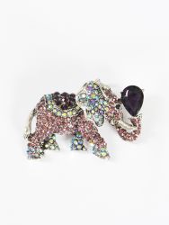 Elephant crystal brooch