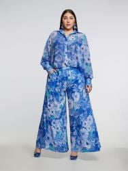 Floral wide-leg tiered pants