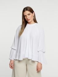Flowy ruffle-sleeve blouse