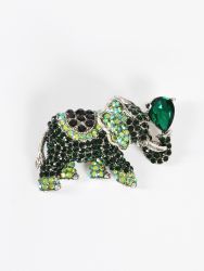 Elephant crystal brooch