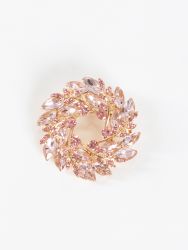 Multicolor wreath brooch with crystal-embellished leaf motif