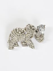 Elephant crystal brooch