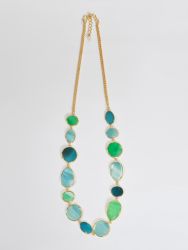 Gold-tone statement necklaces with colorful stones