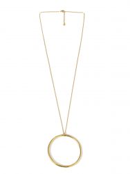 Gold-plated long necklace with minimal circle pendant