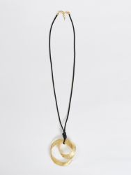 Textured metal pendant necklace on adjustable cord