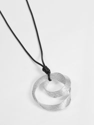 Textured metal pendant necklace on adjustable cord