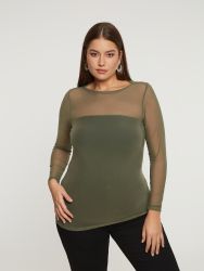 Mesh long-sleeve top