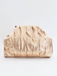 Crincle metallic leather clutch bag