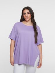 Relaxed fit cotton t-shirt with split hem