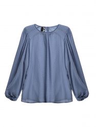 Sheer polka-dot chiffon blouse with balloon sleeves