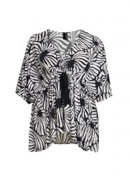 Printed super jersey blouse with tie detail