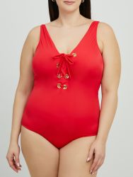 Padded lace-up swimsuit