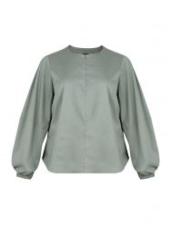 Poplin blouse with balloon sleeves