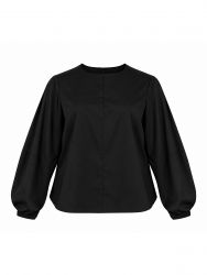 Poplin blouse with balloon sleeves