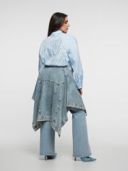 Poplin shirt with strass-detailed back