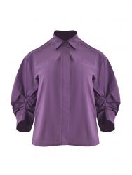 Cotton shirt with gathered sleeves