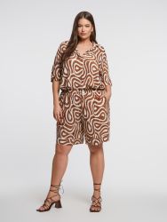 Printed relaxed-fit viscose shorts with drawstring waist