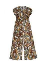 Printed super jersey jumpsuit with belt