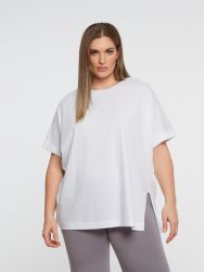 Relaxed fit cotton t-shirt with split hem