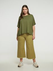 Relaxed short-sleeve cotton blend sweat top