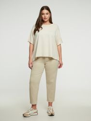 Relaxed short-sleeve cotton blend sweat top