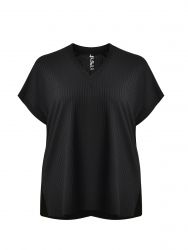 Ribbed V-neck blouse