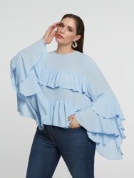 Ruffle cascade blouse