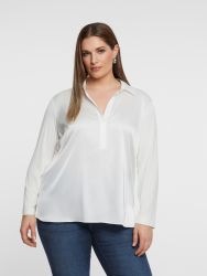 Satin-front collar blouse