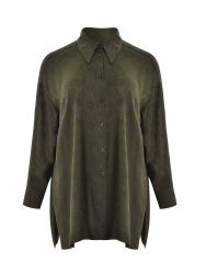 Satin longline shirt with baroque print