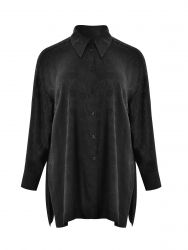 Satin longline shirt with baroque print