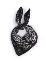Black animal print satin scarf