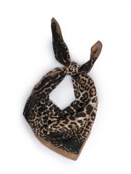 Brown animal print satin scarf