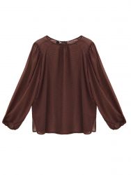Sheer polka-dot chiffon blouse with balloon sleeves