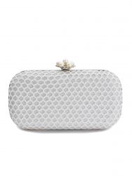 Silver clutch with pearl detail